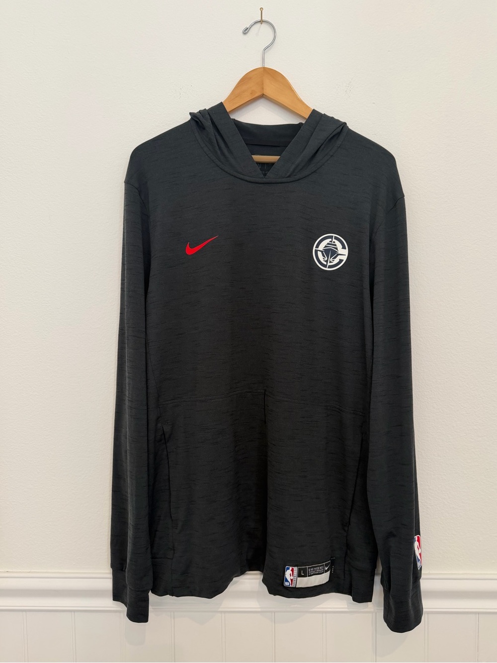 NWOT Nike LA Clippers Restore Dri-FIT Hoodie Mens L Tall Dark Gray/Black NBA